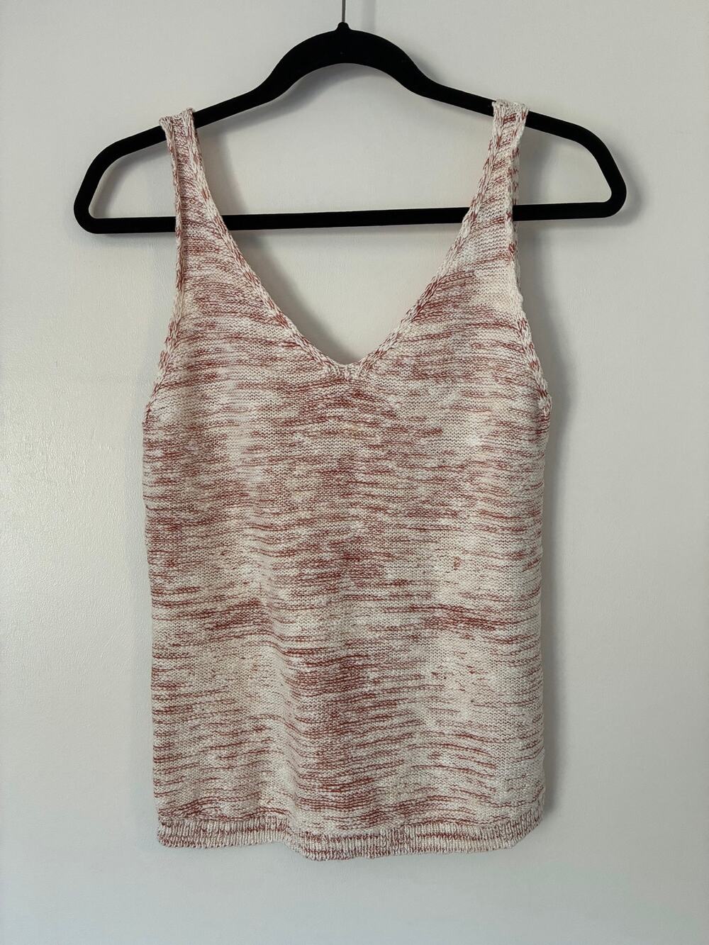 Habitual Knit Leia Marled Rust Red Cream V-Neck Tank Size Small